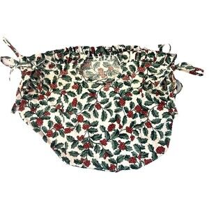 Longaberger Holly Berry Basket Fabric Liner Tie-On Christmas 10x12